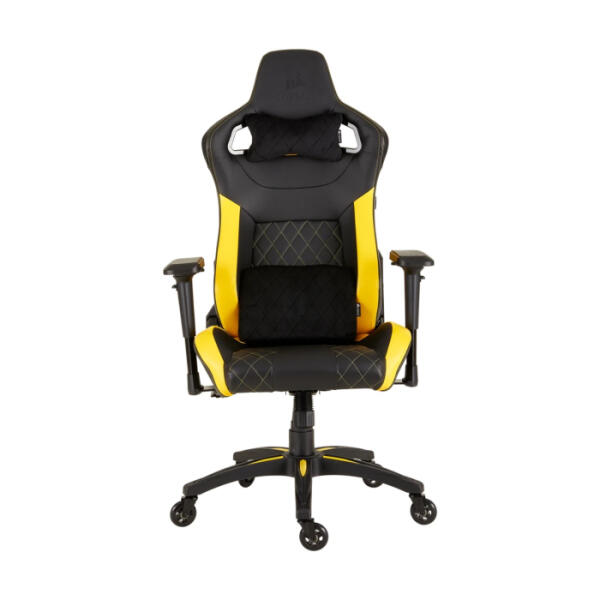 Corsair T1 Race Gaming Chair With PU Leather, 4D Adjustable Armrest, PU Caster Wheels - Black/Yellow