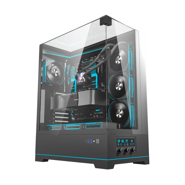 DarkFlash DY450L Pro 4 Digital Fans Case - Black PC Case