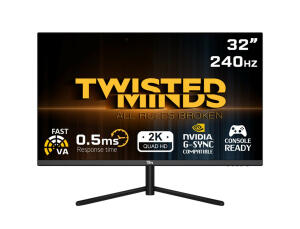 Twisted Minds 32 QHD VA, 240Hz, 0.5ms , HDR, HDMI 2.1 Gaming Monitor - Black