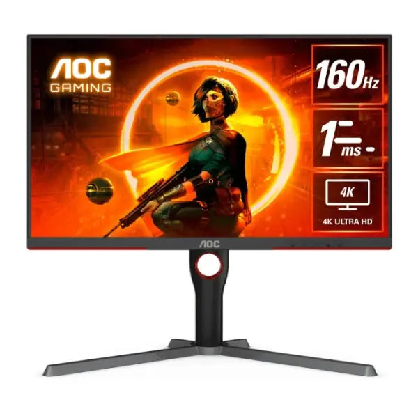 AOC UHD Gaming Monitor, 27’’ IPS Display Panel, 4K (3840 × 2160) Resolution, 160Hz Refresh Rate, 1ms Response Time, AdaptiveSync, DisplayHDR 400, HDMI 2.1 & Standard Ports U27G3X/89
