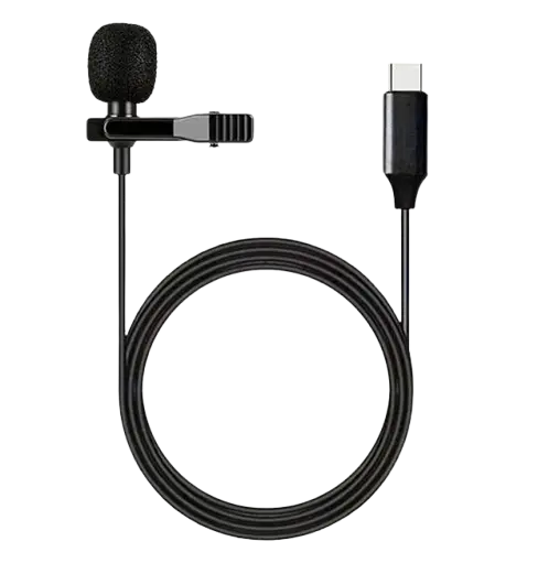 Type-C Lavalier Microphone, Mini Interview Microphone For Mobile Live Streaming Recording, Metal Clip