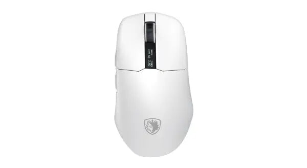Sades Striker S2W 26,000 DPI Wireless Gaming Mouse With RGB Magnetic Charger And Oled Panel - White