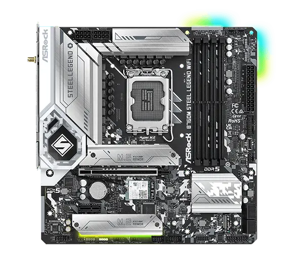 ASRock B760M Steel Legend WiFi Motherboard, LGA1700 Socket, Intel Chipset, 4x DDR5 DIMM Slots, Support, Wi-Fi 6E