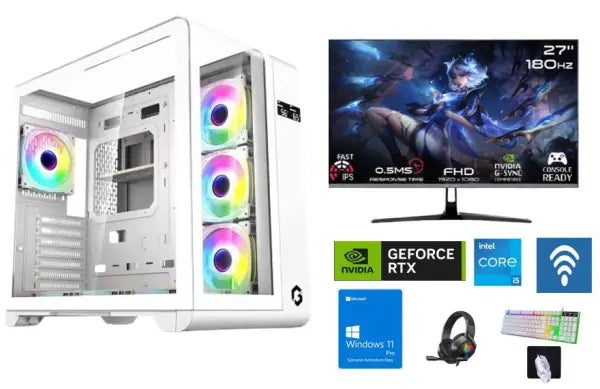 Blizzard WHITE WIDOW Gaming PC – Intel Core i5-12400F | RTX 5060 Ti 8GB + Full Setup Bundle