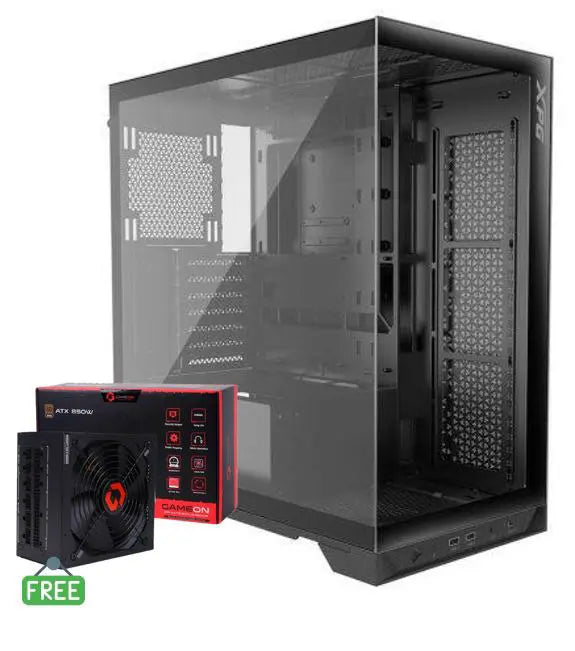 XPG INVADER X Mid-Tower PC Chassis - Black 5x Pre-Installed RGB Fans AND FREE 850 Power Supply - Black