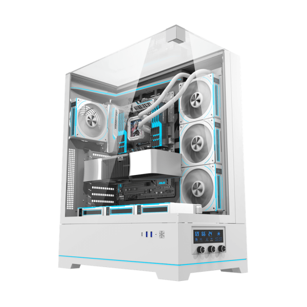 DarkFlash DY450L Pro 4 Digital Fans Case - WHITE PC Case