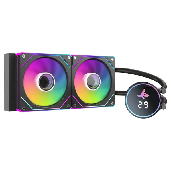SHARX JAWS J240DD 240mm AIO Liquid CPU Cooler With Dual ARGB Fans - Black
