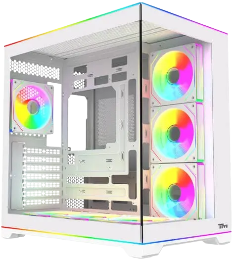 Twisted Minds RAMPAGE Gaming Case Mid Tower - White - TM-RAMPAGE-W (7ARGB Fans Included)