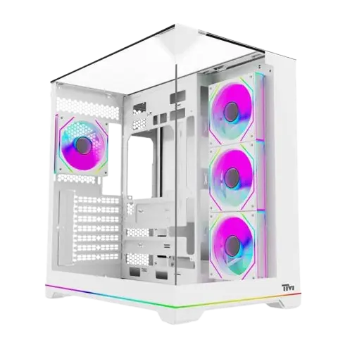 Twisted Minds Elite Mid Tower Gaming Case, ATX PC Case With 4 ARGB Fans & Tempered Glass, White