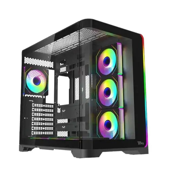 Twisted Minds Flux Mid Tower Gaming Case, ATX PC Case With ARGB Lighting & Advanced Cooling Support, Black (7ARGB Fans Included)