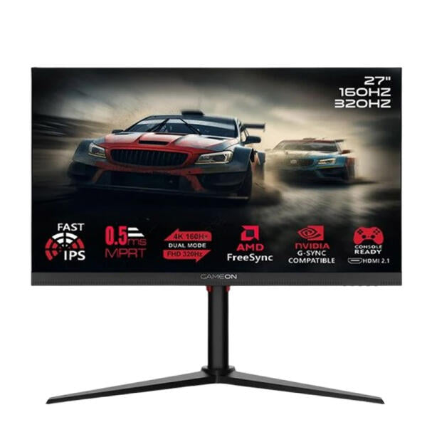 GAMEON Dual Switch Gaming Monitor GOSX27B 27" FHD, Dual Mode 4K 160 / FHD 320 Hz, MPRT 0.5 Ms, HDMI 2.1, Fast IPS (Support PS5) - Black