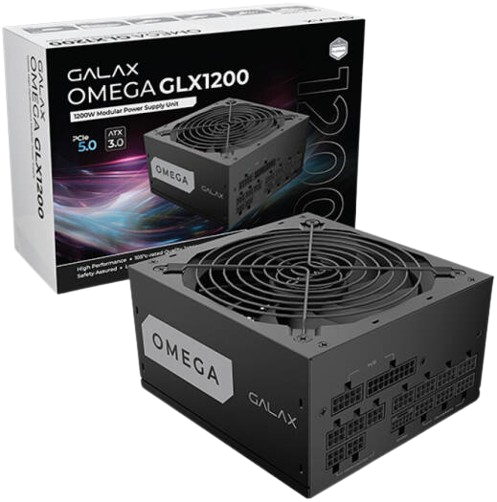 GALAX OMEGA GLX1200 Full-Modular Power Supply, 80 PLUS Gold Efficiency, Cybenetics Platinum, , Black