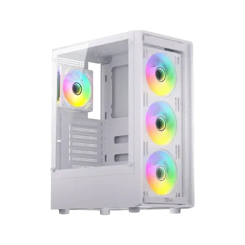 Twisted Minds PHANTOM Gaming Case 4 Fans Mid Tower - White (4 ARGB Fans Included)