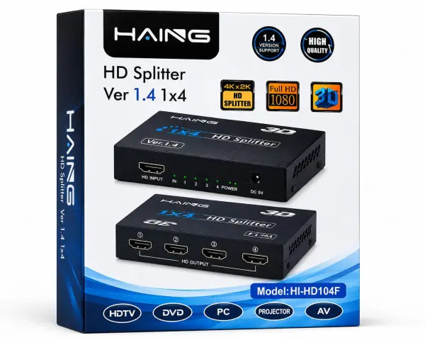 HAING HI-HD104F UHD Splitter Ver 1.4 1x4 Full 3D 4Kx2K UK Plug