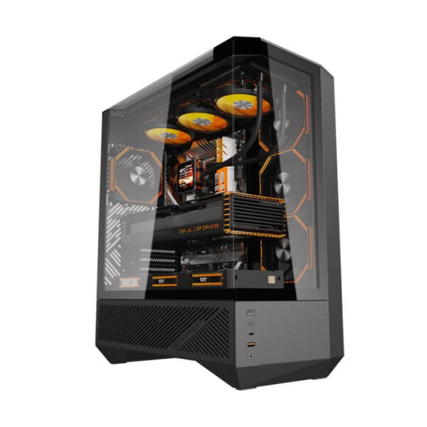 DarkFlash DY460 ATX Mid Tower Gaming Case - Black (4 ARGB Fans Included)