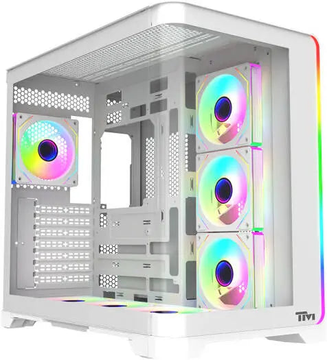 Twisted Minds FLUX Gaming Case Mid Tower - White - TM-FLUX-W (7ARGB Fans Included)