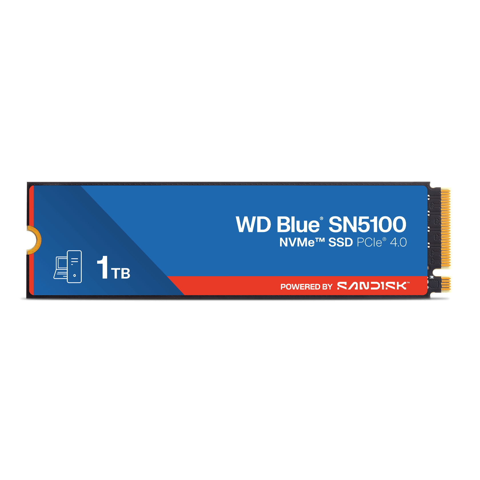 01-official-1tb-front WD SN5100 M.2 2280 PCIe 4.0 Gen4X4 NVMe SSD (R:7,100MB/s W:6,700MB/s) - 1TB - الصورة 1