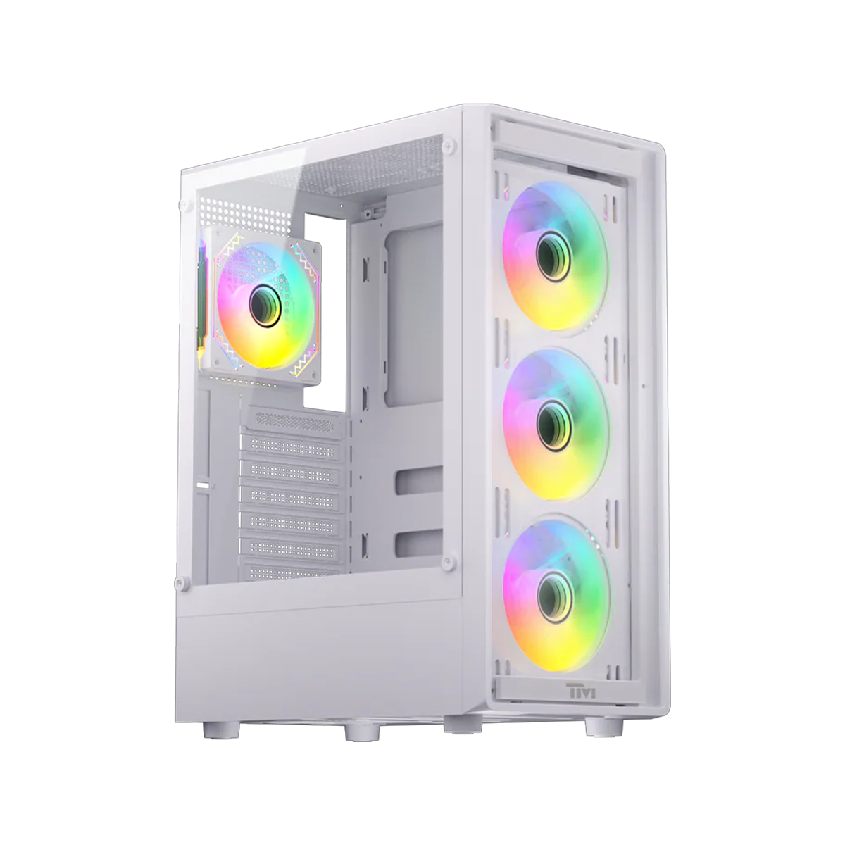 01-official Twisted Minds PHANTOM Gaming Case 4 Fans Mid Tower - White (4 ARGB Fans Included) - الصورة 1
