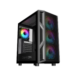 GameOn Trident IV-M PowerForge Series Mid Tower Gaming Case With 750W Power Supply Pre-Installed (4 ARGB Fans Included) - Black