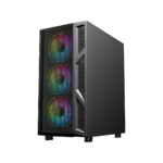 ⁦GameOn Trident IV-M PowerForge Series Mid Tower Gaming Case With 750W Power Supply Pre-Installed (4 ARGB Fans Included) - Black⁩ - الصورة ⁦4⁩