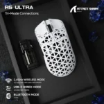 ⁦Attack Shark R5 Ultra Carbon Fiber Tri-Mode Wireless (BT/2.4G Wireless/Wired) 8K PAW3950MAX Gaming Mouse - White⁩ - الصورة ⁦2⁩