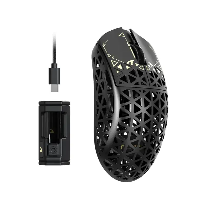 117840343716a5634430e3285_80773851_c_ffffff-4e4e4e-000000.webp Attack Shark R5 Ultra Carbon Fiber Tri-Mode Wireless (BT/2.4G Wireless/Wired) 8K PAW3950MAX Gaming Mouse - Black - الصورة 1