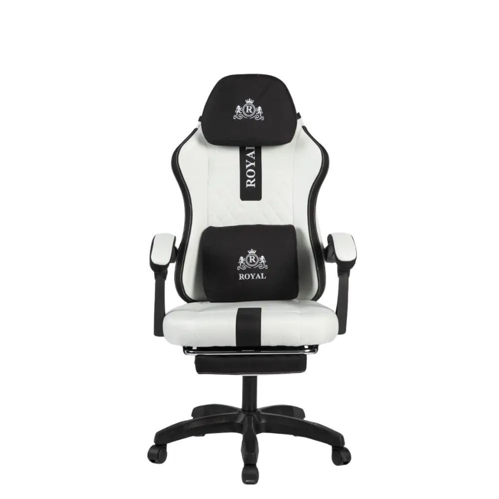 217838768276a53ccdb0bf7d8_71526384_c_ffffff-292929-2e2b2c.webp Royal Gaming Chair with Footrest – White/Black - الصورة 1