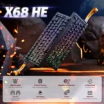 ⁦Attack Shark X68HE Wired Mechanical Gaming Keyboard - Rapid Trigger, Hall Effect Switches, RGB Lighting  BLACK⁩ - الصورة ⁦3⁩