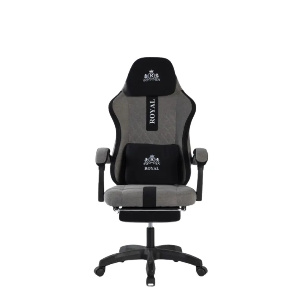 317838767446a53cc88d11c08_77795941_c_ffffff-161618-151517.webp Royal Gaming Chair with Footrest – Gray/Black - الصورة 1