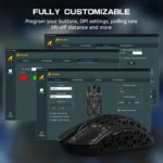 ⁦Attack Shark R5 Ultra Carbon Fiber Tri-Mode Wireless (BT/2.4G Wireless/Wired) 8K PAW3950MAX Gaming Mouse - Black⁩ - الصورة ⁦5⁩