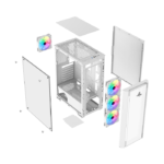 ⁦SHARX STRIKER ARGB - ATX PC Case With Front Mesh Panel, 4 x 120mm Pre-Installed Fans Model S-200,WHITE⁩ - الصورة ⁦8⁩