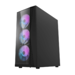 ⁦DarkFlash DK352 Plus ATX Mid Tower Front Panel Tempered Glass Side Panel Case With 4 ARGB Fans - DARK⁩ - الصورة ⁦4⁩