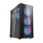 DarkFlash DK352 Plus ATX Mid Tower Front Panel Tempered Glass Side Panel Case With 4 ARGB Fans - DARK