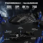 ⁦Attack Shark R5 Ultra Carbon Fiber Tri-Mode Wireless (BT/2.4G Wireless/Wired) 8K PAW3950MAX Gaming Mouse - Black⁩ - الصورة ⁦6⁩