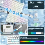 ⁦ATTACK SHARK R82 HE Wired 75% Gaming Keyboard with C01ULTRA LED Cable WHITE⁩ - الصورة ⁦2⁩