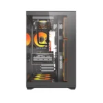 ⁦Darkflash C280 E-ATX Full-Tower PC Gaming Case, 7×ARGB Fans Included, 270° Tempered Glass, Reverse Connection Motherboard Compatible, 360mm Radiator Support, Black | C280B⁩ - الصورة ⁦7⁩