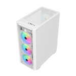 ⁦SHARX STRIKER ARGB - ATX PC Case With Front Mesh Panel, 4 x 120mm Pre-Installed Fans Model S-200,WHITE⁩ - الصورة ⁦2⁩