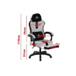 ⁦Royal Gaming Chair with Footrest – White/Black⁩ - الصورة ⁦2⁩