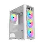 SHARX STRIKER ARGB - ATX PC Case With Front Mesh Panel, 4 x 120mm Pre-Installed Fans Model S-200,WHITE