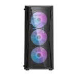 ⁦DarkFlash DK352 Plus ATX Mid Tower Front Panel Tempered Glass Side Panel Case With 4 ARGB Fans - DARK⁩ - الصورة ⁦5⁩