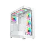 Twisted Minds Quantum Mid-Tower Two Panel Front & Left Side Tempered Glass Case with 7 ARGB Fans - White