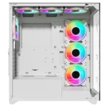 ⁦Twisted Minds Quantum Mid-Tower Two Panel Front & Left Side Tempered Glass Case with 7 ARGB Fans - White⁩ - الصورة ⁦3⁩