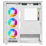 ⁦Twisted Minds Quantum Mid-Tower Two Panel Front & Left Side Tempered Glass Case with 7 ARGB Fans - White⁩ - الصورة ⁦4⁩