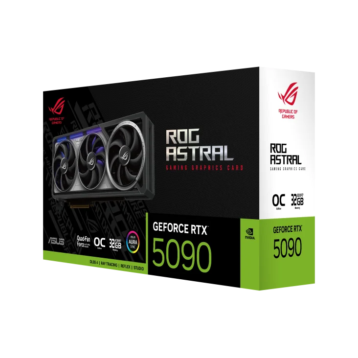 ososs-2570284-118-v3 ASUS ROG ASTRAL NVIDIA GEFORCE RTX 5090 OC 32GB GDDR7 DLSS 4 Graphics Card - Black - الصورة 1