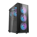 DarkFlash DK352 Plus ATX Mid Tower Front Panel Tempered Glass Side Panel Case With 4 ARGB Fans - DARK